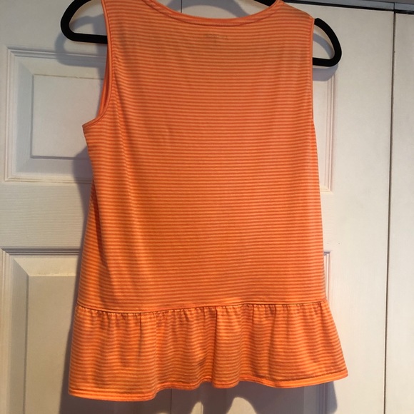 Lands’ End orange striped peplum tank EUC size sm - Picture 2 of 4